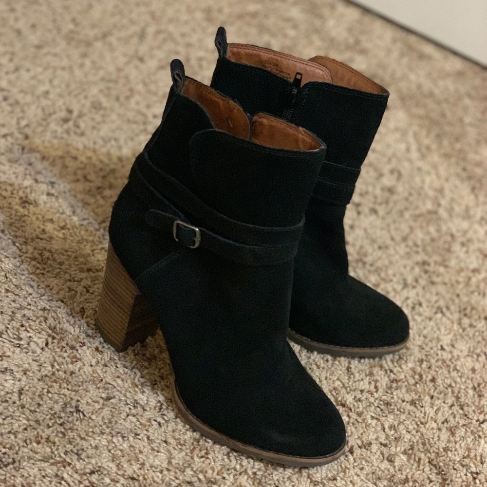 Lucky Brand suede black heeled boots